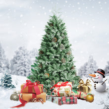 Load image into Gallery viewer, Gymax 6/7/8 Ft Snow Flocked Christmas Tree Artificial Unlit Hinged Tree w/Pine Cones