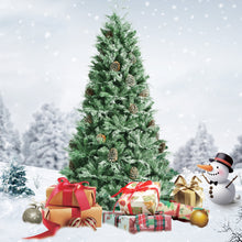 Load image into Gallery viewer, Gymax 6/7/8 Ft Snow Flocked Christmas Tree Artificial Unlit Hinged Tree w/Pine Cones
