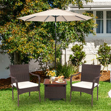 Load image into Gallery viewer, Gymax 3PCS Outdoor Patio Bistro Set PE Rattan Conversation Set w/ Umbrella Hole