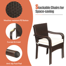 Load image into Gallery viewer, Gymax 3PCS Outdoor Patio Bistro Set PE Rattan Conversation Set w/ Umbrella Hole