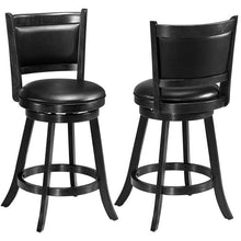 Load image into Gallery viewer, Gymax 2PCS 24'' Swivel Counter Stool Dining Chair Upholstered Seat Black