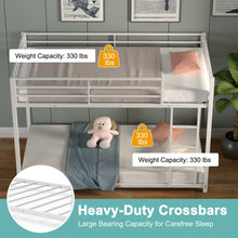Load image into Gallery viewer, Gymax Twin Over Twin Bunk Bed Frame Platform W/Guard Rails & Side Ladder White