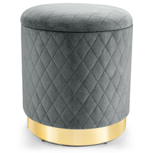 Load image into Gallery viewer, Gymax Round Storage Ottoman Soft Padded Footrest Vanity Stool Shoe Bench