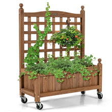 Load image into Gallery viewer, Gymax 32in Wood Planter Box w/Trellis Mobile Raised Bed for Climbing Plant
