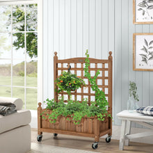 Load image into Gallery viewer, Gymax 32in Wood Planter Box w/Trellis Mobile Raised Bed for Climbing Plant