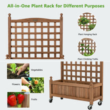 Load image into Gallery viewer, Gymax 32in Wood Planter Box w/Trellis Mobile Raised Bed for Climbing Plant