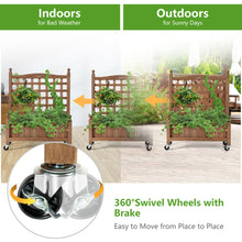 Load image into Gallery viewer, Gymax 32in Wood Planter Box w/Trellis Mobile Raised Bed for Climbing Plant