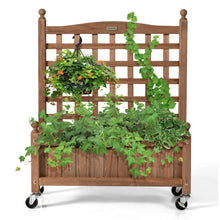 Load image into Gallery viewer, Gymax 32in Wood Planter Box w/Trellis Mobile Raised Bed for Climbing Plant