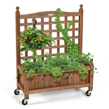 Load image into Gallery viewer, Gymax 32in Wood Planter Box w/Trellis Mobile Raised Bed for Climbing Plant