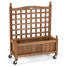 Load image into Gallery viewer, Gymax 32in Wood Planter Box w/Trellis Mobile Raised Bed for Climbing Plant