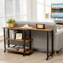 Load image into Gallery viewer, Gymax Sofa Side End Table 360¡ã Rotating Bookcase w/Storage Shelves & Wheels Brown