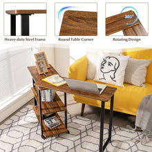 Load image into Gallery viewer, Gymax Sofa Side End Table 360¡ã Rotating Bookcase w/Storage Shelves & Wheels Brown