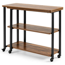 Load image into Gallery viewer, Gymax Sofa Side End Table 360¡ã Rotating Bookcase w/Storage Shelves & Wheels Brown