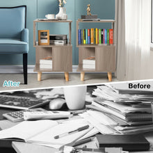 Load image into Gallery viewer, Gymax 2 PCS Nightstand Set Modern Side End Table Wood Legs Storage Shelf Grey