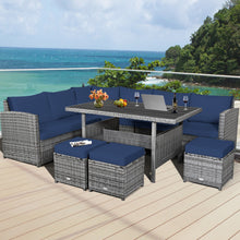 Load image into Gallery viewer, Gymax 7PCS Rattan Patio Sectional Sofa Set Conversation Set w/ Navy Cushions