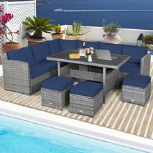 Load image into Gallery viewer, Gymax 7PCS Rattan Patio Sectional Sofa Set Conversation Set w/ Navy Cushions