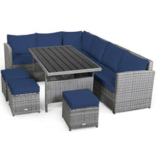 Load image into Gallery viewer, Gymax 7PCS Rattan Patio Sectional Sofa Set Conversation Set w/ Navy Cushions