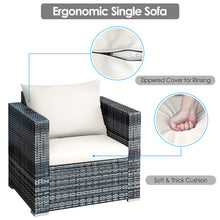 Load image into Gallery viewer, Gymax 3PCS Rattan Patio Conversation Furniture Set Outdoor Yard w/ White Cushion