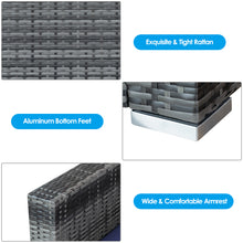 Load image into Gallery viewer, Gymax 3PCS Rattan Patio Conversation Furniture Set Outdoor Yard w/ Navy Cushion