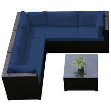 Load image into Gallery viewer, Gymax 6PCS Rattan Patio Sectional Sofa Conversation Set Outdoor w/ Navy Cushions