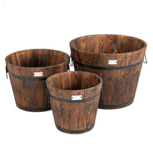Load image into Gallery viewer, Gymax 3 pcs Wooden Planter Barrel Set Decorative Flower Bed Multiple Size