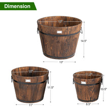 Load image into Gallery viewer, Gymax 3 pcs Wooden Planter Barrel Set Decorative Flower Bed Multiple Size