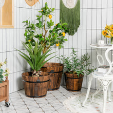 Load image into Gallery viewer, Gymax 3 pcs Wooden Planter Barrel Set Decorative Flower Bed Multiple Size