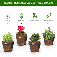 Load image into Gallery viewer, Gymax 3 pcs Wooden Planter Barrel Set Decorative Flower Bed Multiple Size