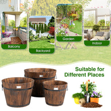 Load image into Gallery viewer, Gymax 3 pcs Wooden Planter Barrel Set Decorative Flower Bed Multiple Size