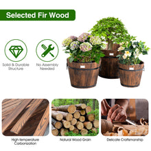 Load image into Gallery viewer, Gymax 3 pcs Wooden Planter Barrel Set Decorative Flower Bed Multiple Size