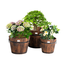 Load image into Gallery viewer, Gymax 3 pcs Wooden Planter Barrel Set Decorative Flower Bed Multiple Size