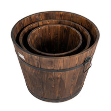 Load image into Gallery viewer, Gymax 3 pcs Wooden Planter Barrel Set Decorative Flower Bed Multiple Size