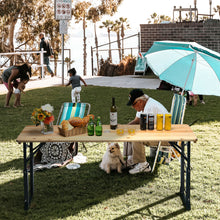 Load image into Gallery viewer, Gymax 5.5 Ft Outdoor Folding Wood Picnic Table Height Adjustable Metal Frame