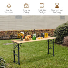 Load image into Gallery viewer, Gymax 5.5 Ft Outdoor Folding Wood Picnic Table Height Adjustable Metal Frame
