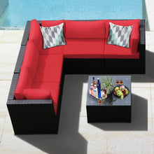 Load image into Gallery viewer, Gymax 6PCS Rattan Patio Sectional Sofa Conversation Set Outdoor w/ Red Cushions