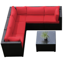 Load image into Gallery viewer, Gymax 6PCS Rattan Patio Sectional Sofa Conversation Set Outdoor w/ Red Cushions