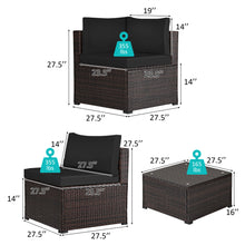 Load image into Gallery viewer, Gymax 6PCS Rattan Patio Sectional Sofa Conversation Set Outdoor w/ Black Cushions