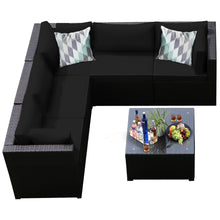 Load image into Gallery viewer, Gymax 6PCS Rattan Patio Sectional Sofa Conversation Set Outdoor w/ Black Cushions