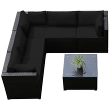 Load image into Gallery viewer, Gymax 6PCS Rattan Patio Sectional Sofa Conversation Set Outdoor w/ Black Cushions