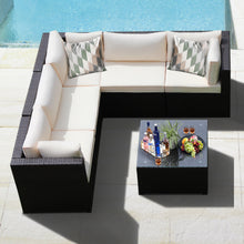 Load image into Gallery viewer, Gymax 6PCS Rattan Patio Sectional Sofa Conversation Set Outdoor w/ Beige Cushions