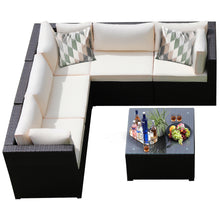 Load image into Gallery viewer, Gymax 6PCS Rattan Patio Sectional Sofa Conversation Set Outdoor w/ Beige Cushions