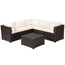 Load image into Gallery viewer, Gymax 6PCS Rattan Patio Sectional Sofa Conversation Set Outdoor w/ Beige Cushions