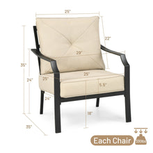 Load image into Gallery viewer, Gymax 2 PCS Patio Dining Chairs Set with Padded Cushions Armrest Steel Frame