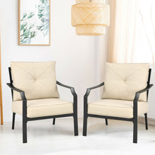 Load image into Gallery viewer, Gymax 2 PCS Patio Dining Chairs Set with Padded Cushions Armrest Steel Frame