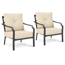 Load image into Gallery viewer, Gymax 2 PCS Patio Dining Chairs Set with Padded Cushions Armrest Steel Frame