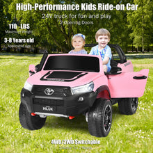 Load image into Gallery viewer, Gymax 24V Licensed Toyota Hilux Ride On Truck Car 2-Seater 4WD w/ Remote Control Pink
