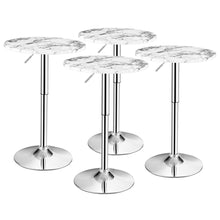 Load image into Gallery viewer, Gymax 4PCS Round Pub Table Swivel Adjustable Bar Table w/Faux Marble Top White