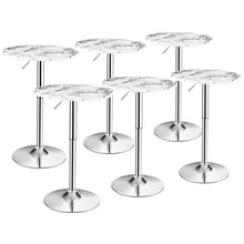 Load image into Gallery viewer, Gymax 6PCS Round Pub Table Swivel Adjustable Bar Table w/Faux Marble Top White