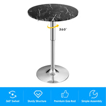 Load image into Gallery viewer, Gymax Round Pub Table Swivel Adjustable Bar Table w/ Faux Marble Top Black