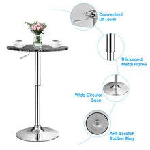 Load image into Gallery viewer, Gymax Round Pub Table Swivel Adjustable Bar Table w/ Faux Marble Top Black